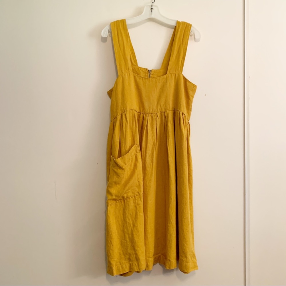 Yellow Linen Blend Sun Dress L